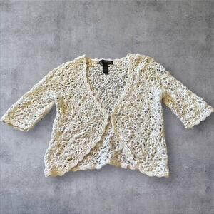 International Concepts White Crochet Cardigan